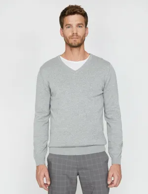 17419 Grey V Neck Jumper