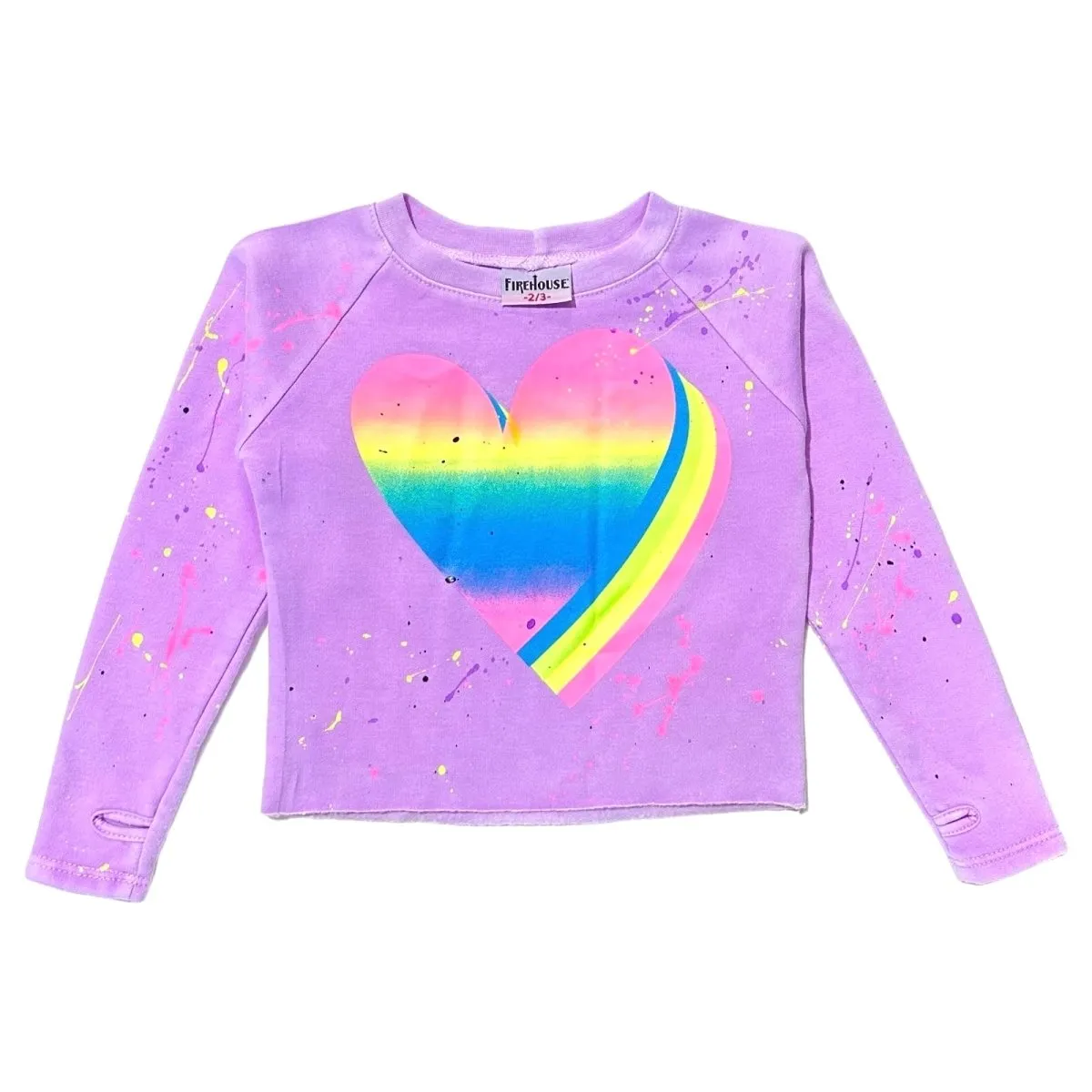 3D NEON HEART PAINT SPLATTER SWEATSHIRT