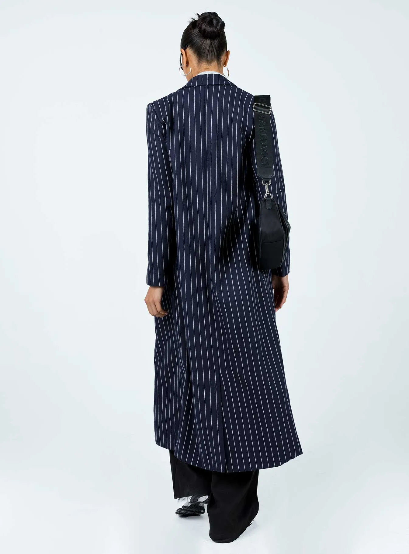 Alkiria Trench Coat Navy Pinstripe