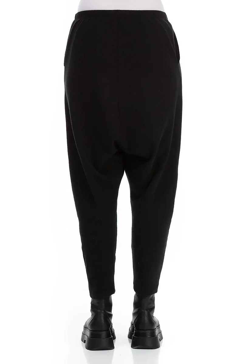 Baggy Black Rib Cotton Wool Trousers