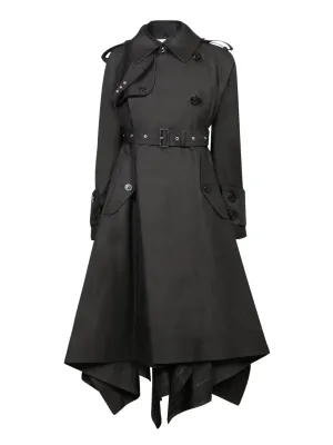 Black Gabardine Long Trench