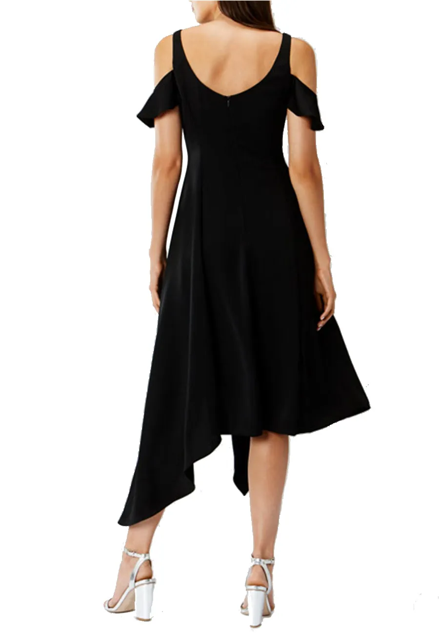 Black Livia Off Shoulder Wrap Dress