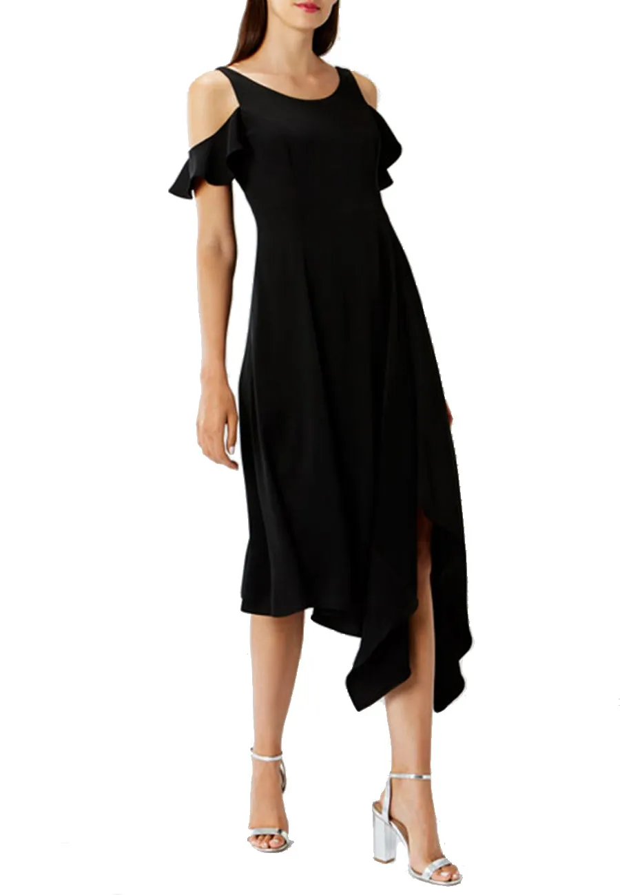 Black Livia Off Shoulder Wrap Dress