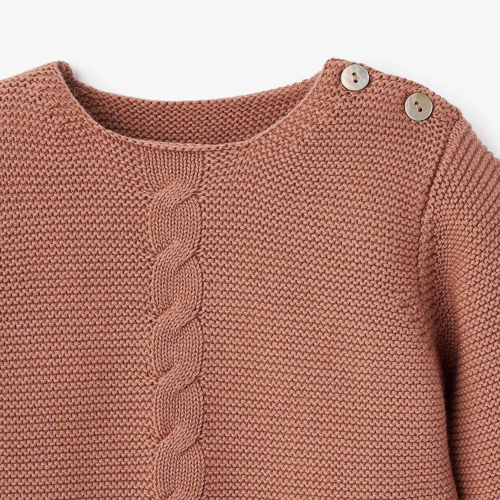 Cable Garter Knit Sweater, Rust