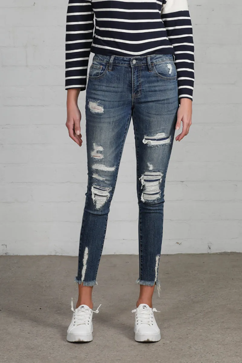 Conspicuous Mid Rise Ankle Skinny Jeans