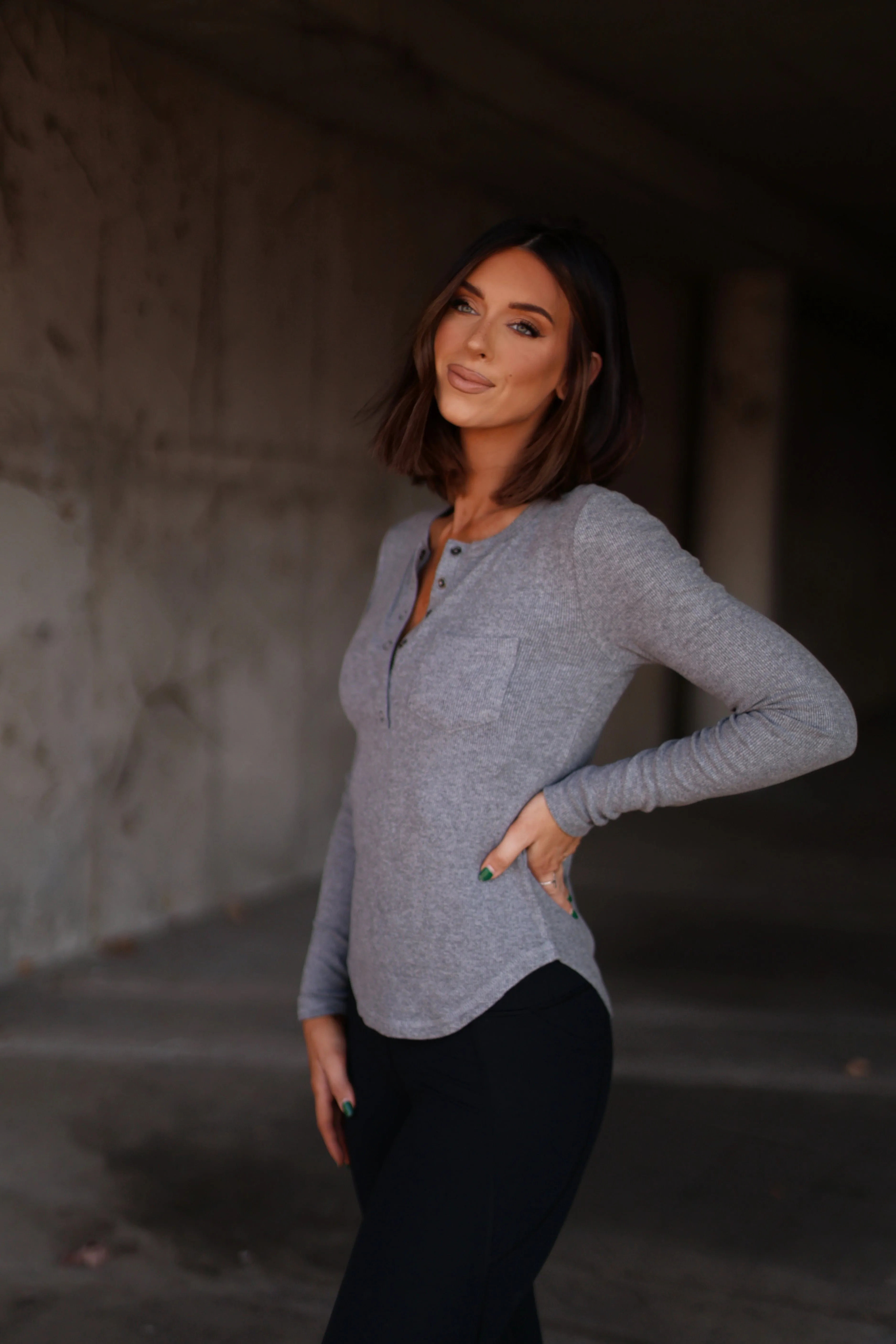 Cozy Brushed Henley Top