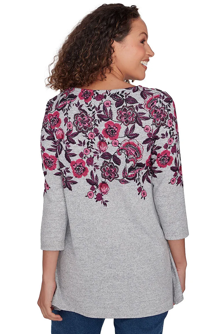 Cozy Season Floral Split Neck Top