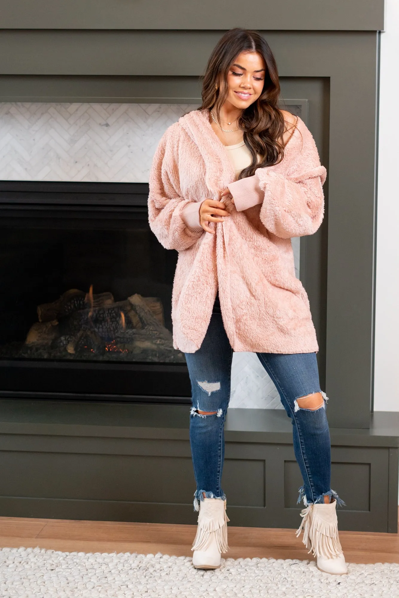 Cozy Sherpa Jacket - Mauve