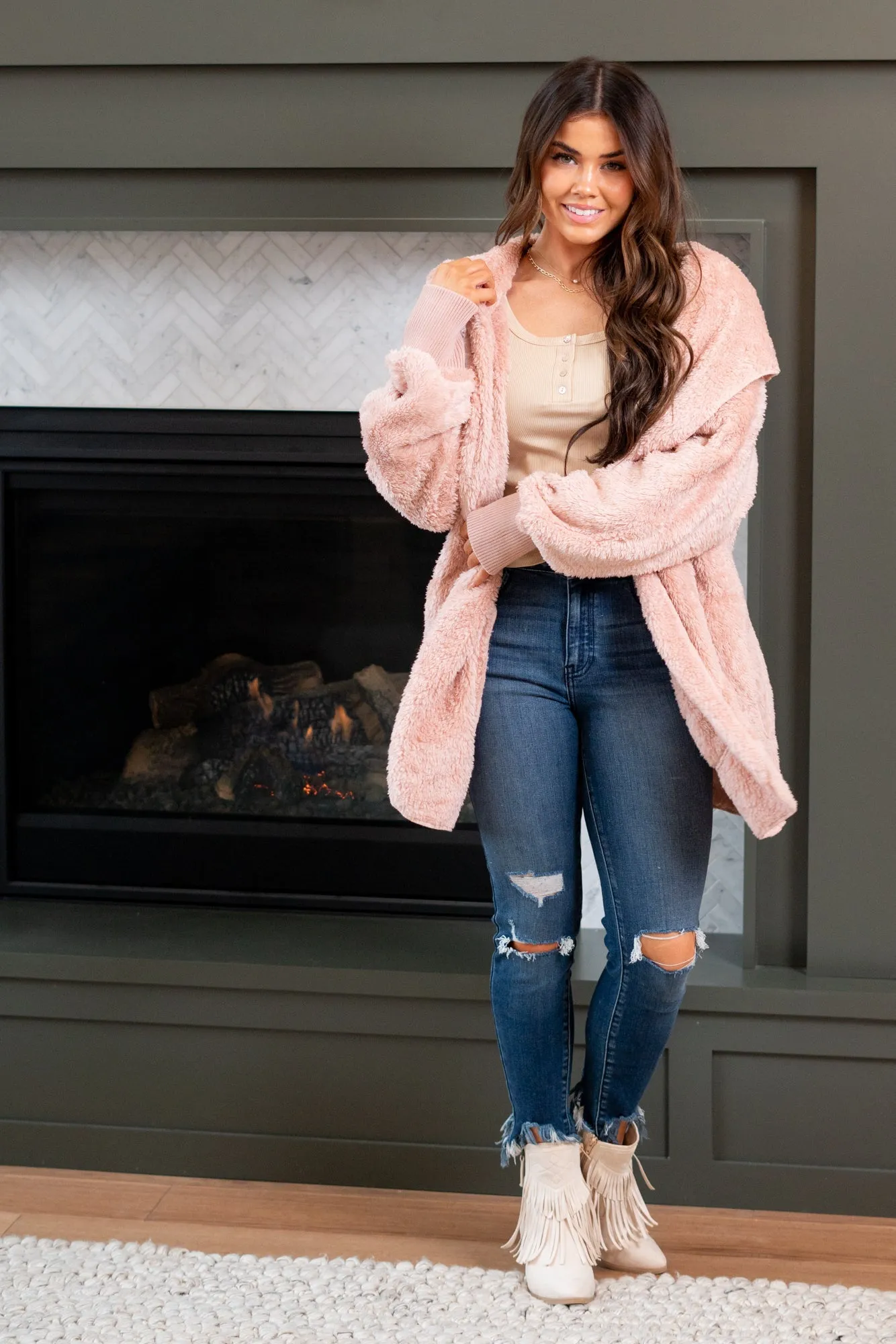 Cozy Sherpa Jacket - Mauve