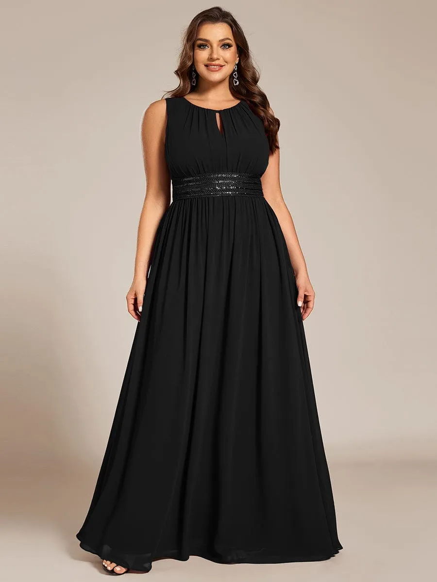 Doris | Simple Sleeveless A-line Chiffon Bridesmaid Dress with Hollow Out Detail