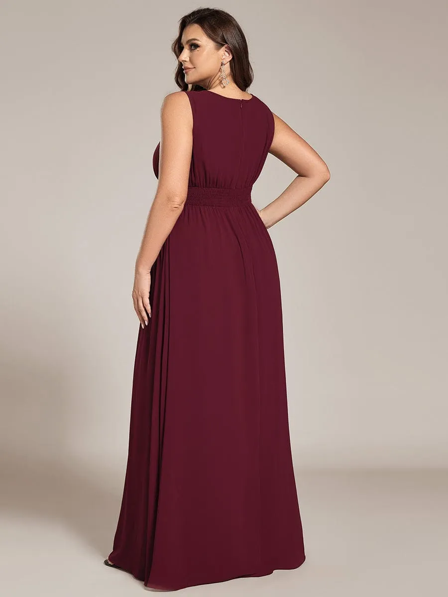 Doris | Simple Sleeveless A-line Chiffon Bridesmaid Dress with Hollow Out Detail