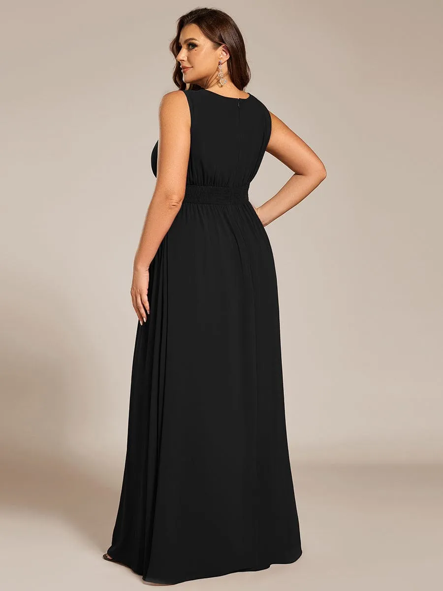 Doris | Simple Sleeveless A-line Chiffon Bridesmaid Dress with Hollow Out Detail