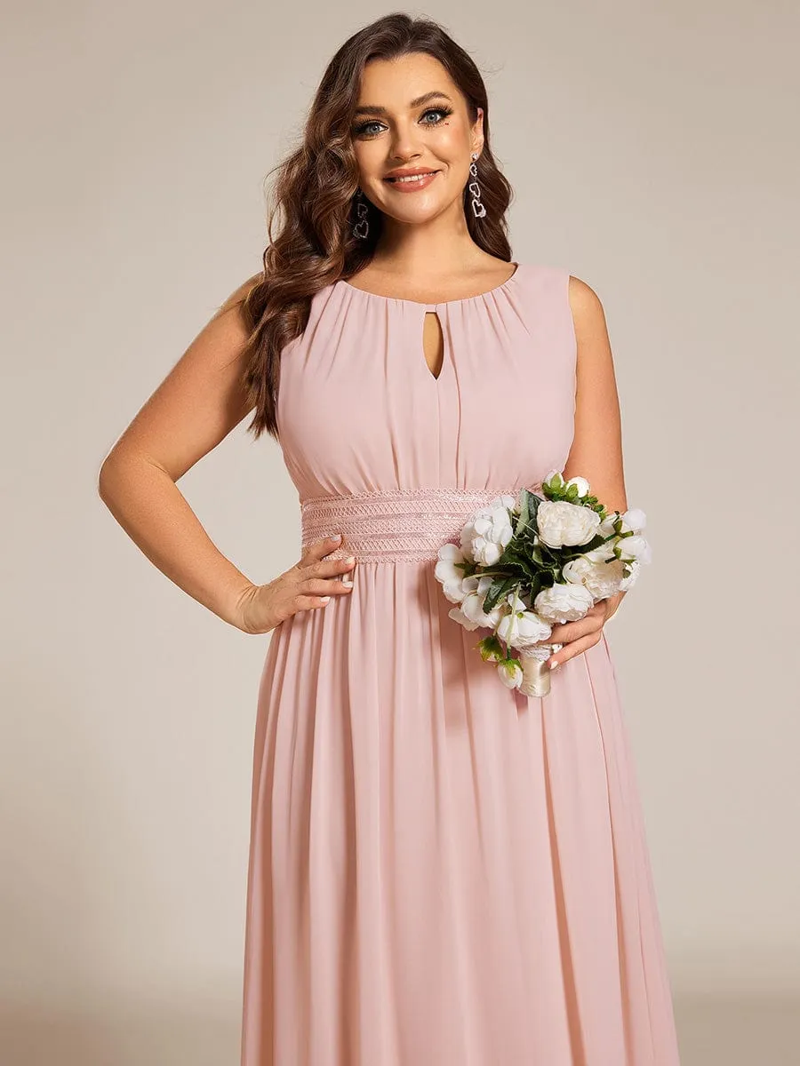 Doris | Simple Sleeveless A-line Chiffon Bridesmaid Dress with Hollow Out Detail