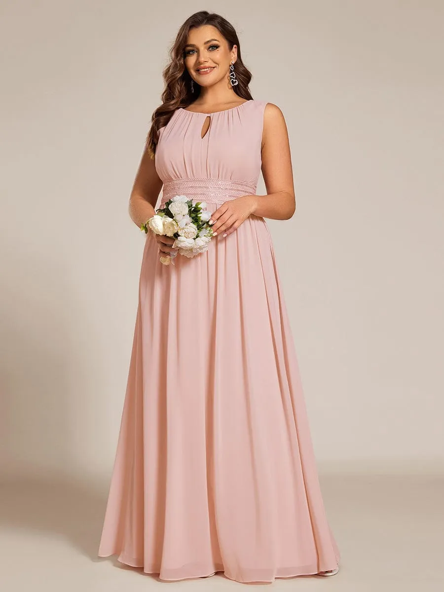 Doris | Simple Sleeveless A-line Chiffon Bridesmaid Dress with Hollow Out Detail