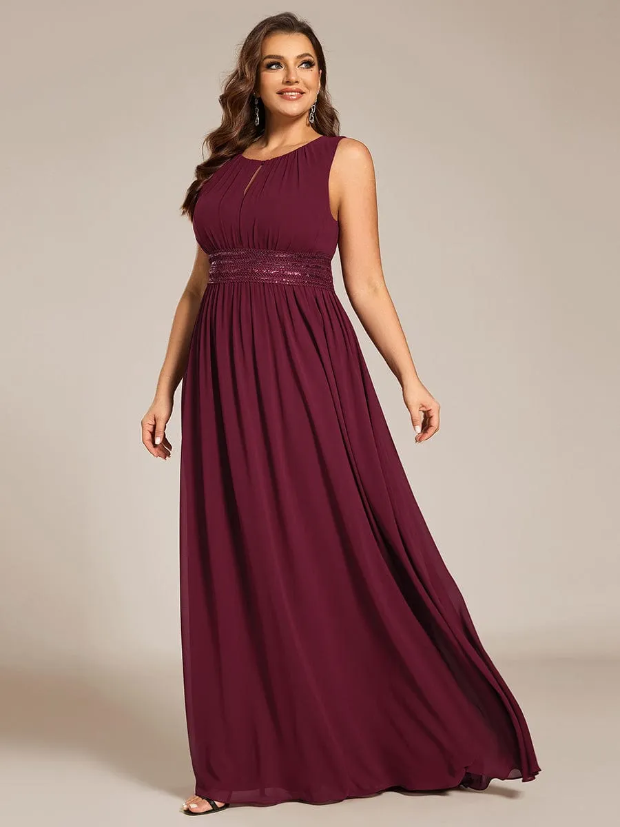 Doris | Simple Sleeveless A-line Chiffon Bridesmaid Dress with Hollow Out Detail