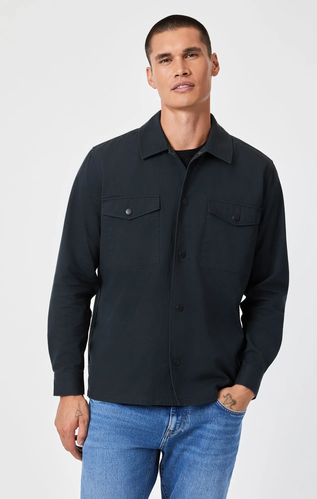 DOUBLE POCKET OVERSHIRT IN PIRATE BLACK