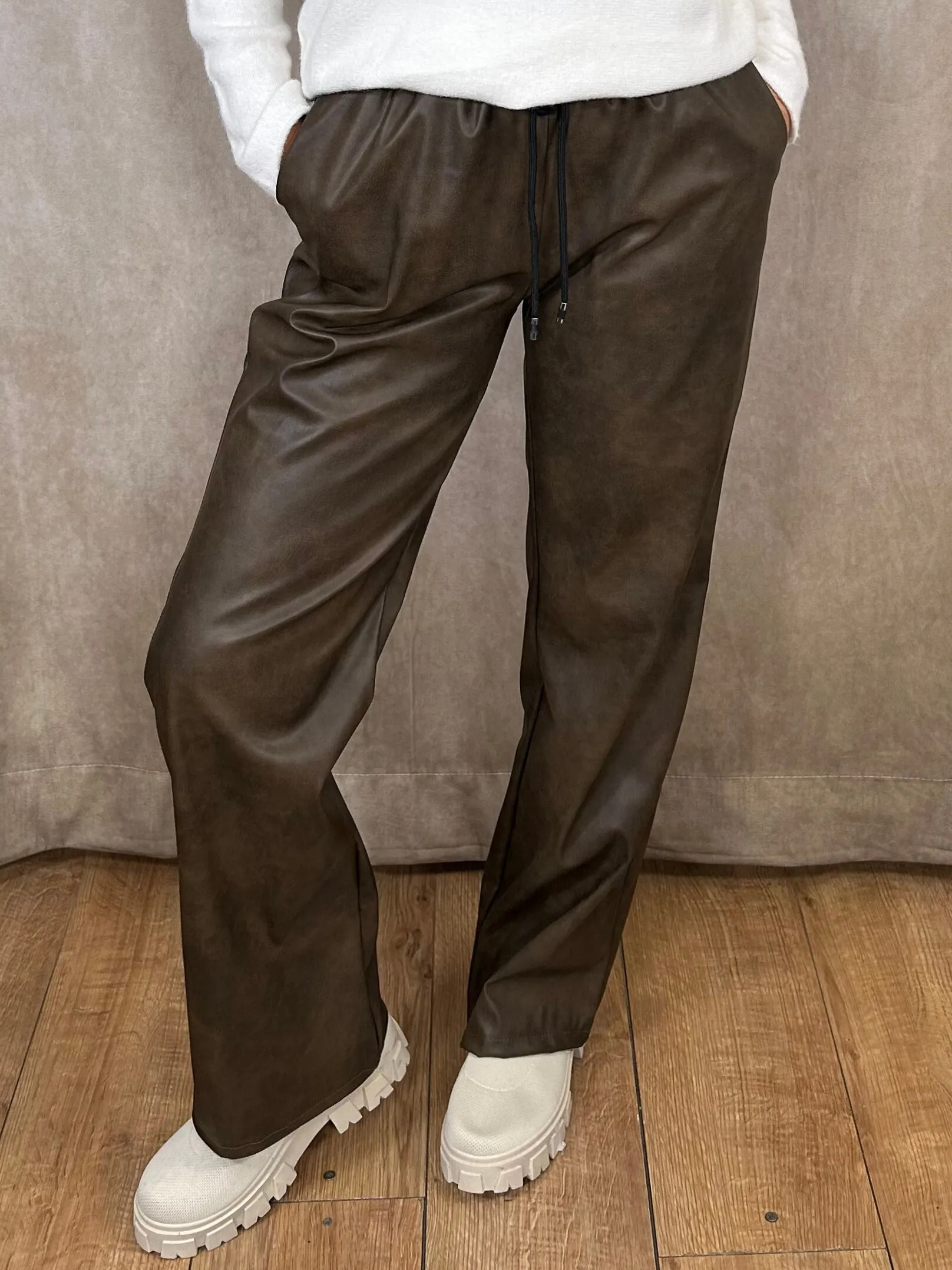 Elsa Elasticated Leather Trousers