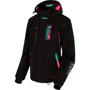 FXR Evo FX Snowmobile Jacket Black/Mint-E Pink Fade