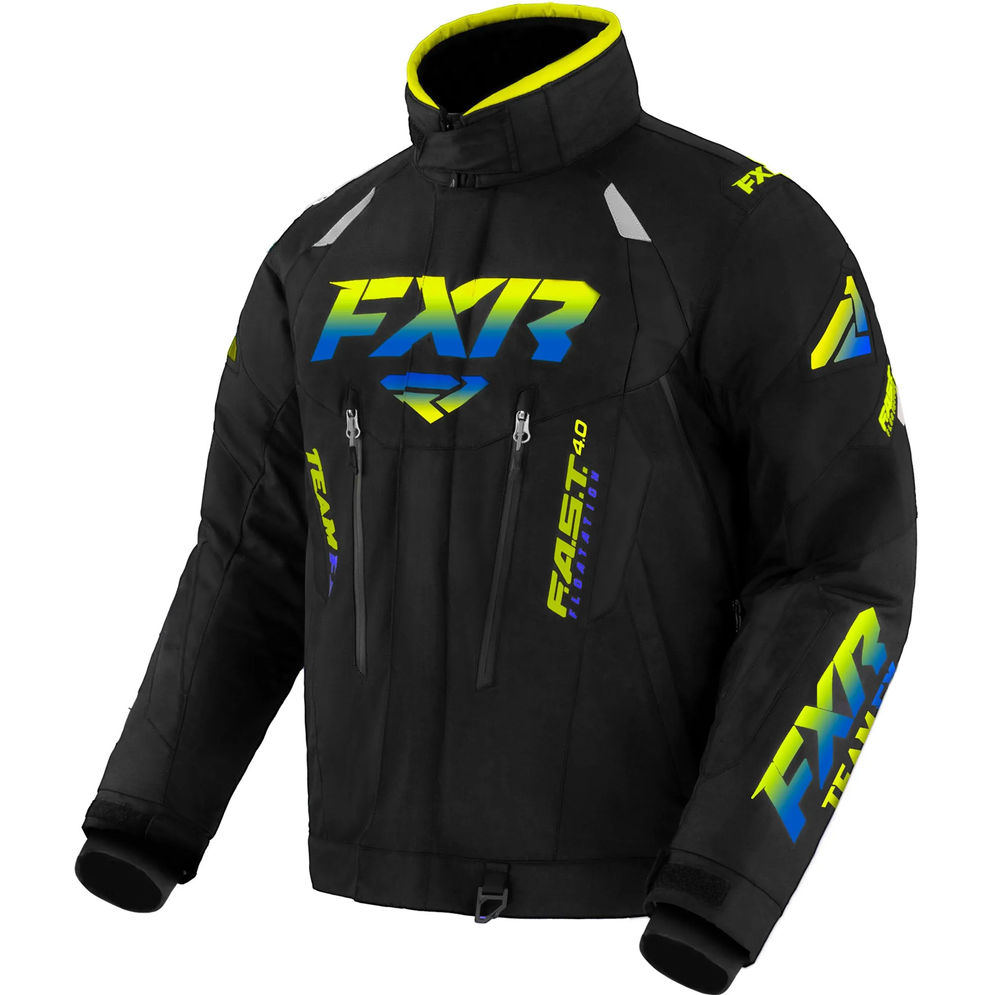 FXR Team FX Snowmobile Jacket Black/HiVis-Blue Fade