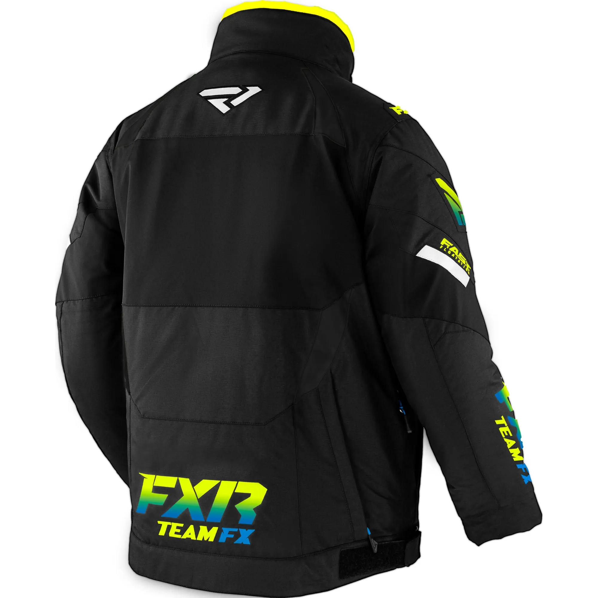 FXR Team FX Snowmobile Jacket Black/HiVis-Blue Fade