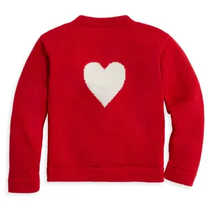 Heart Mae Cardigan -- Red w/ White Heart