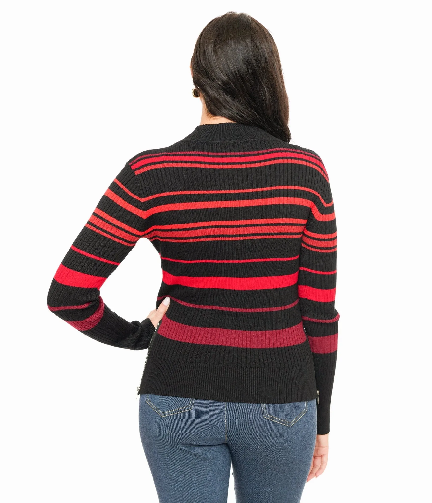 Jawbreaker Red & Black Stripe High Neck Sweater