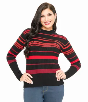 Jawbreaker Red & Black Stripe High Neck Sweater