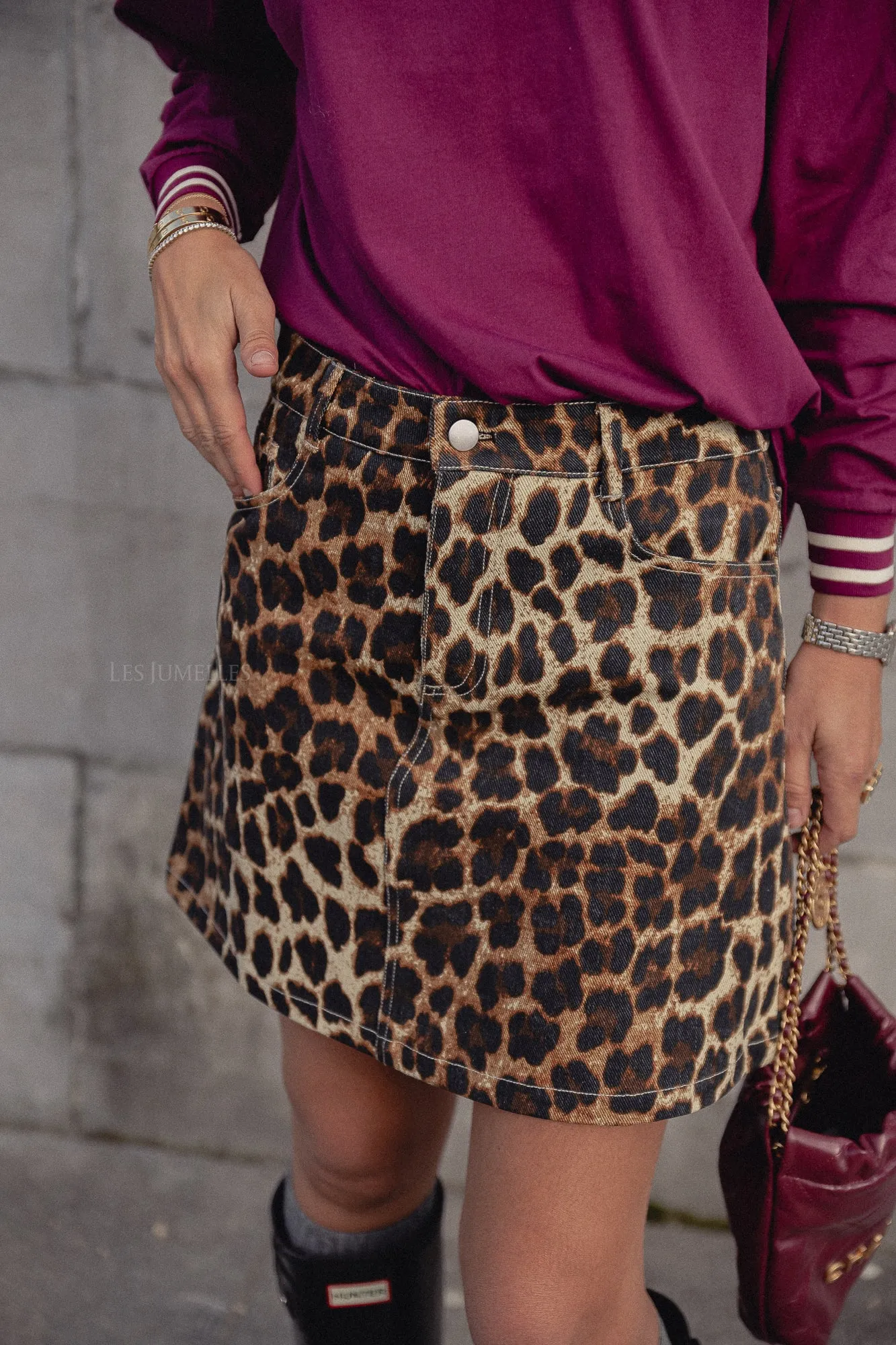 Jodie denim skirt leopard