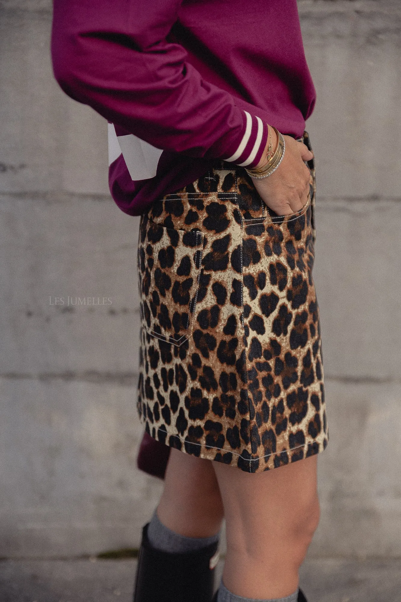 Jodie denim skirt leopard