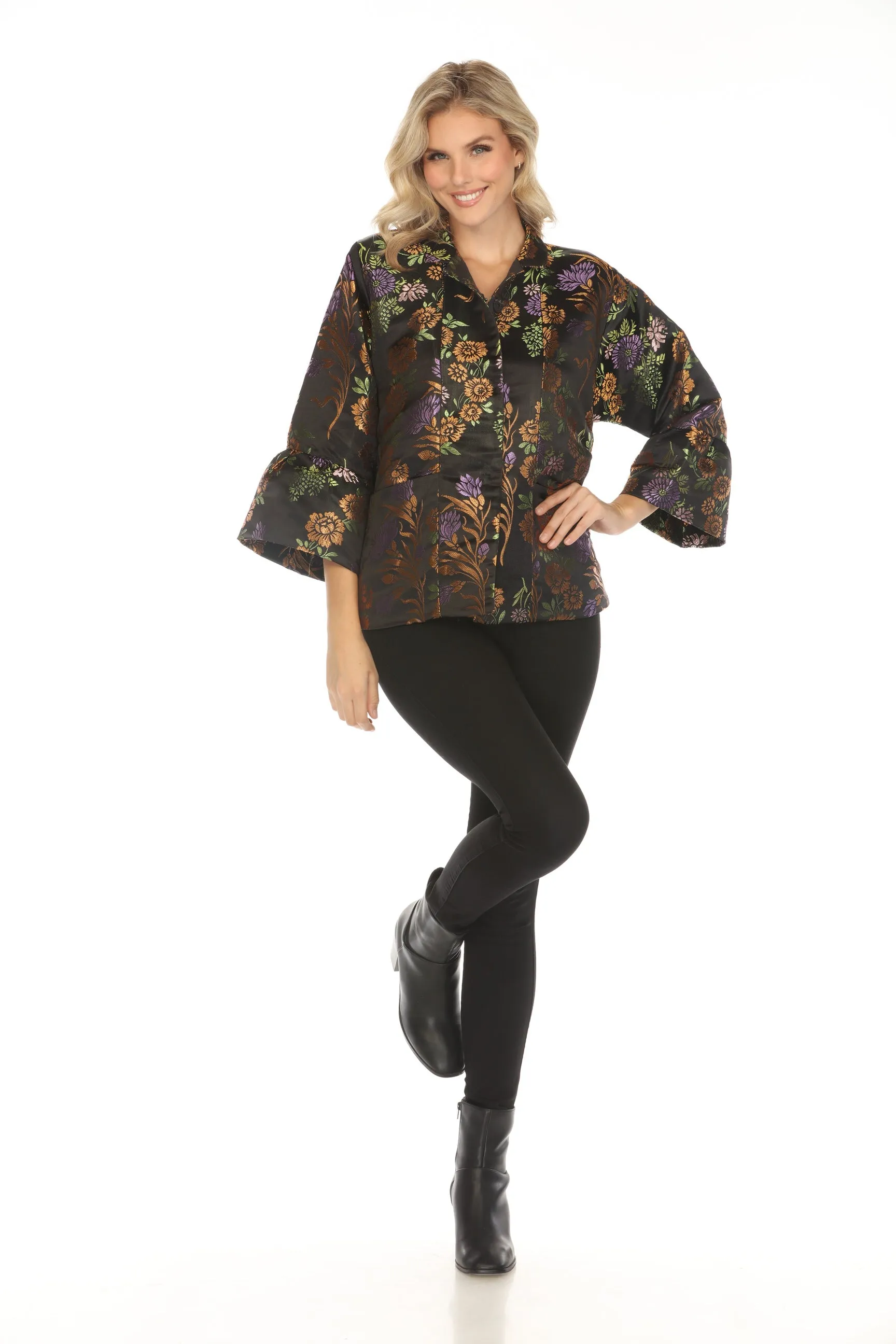 Johnny Was Biya Black Margie Floral Jacquard Jacket B41623