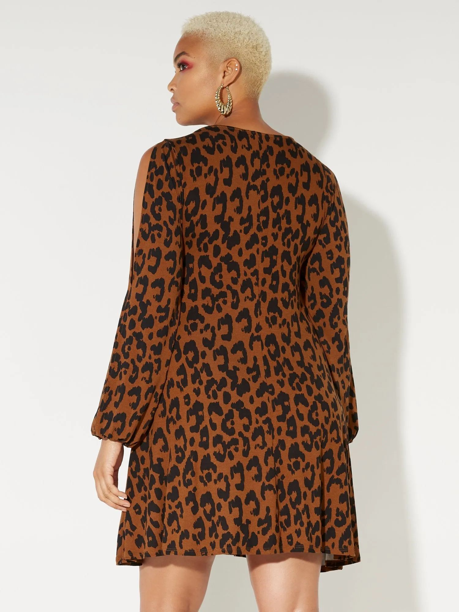 Leopard-Print Slit-Sleeve Dress - NY&C Style System