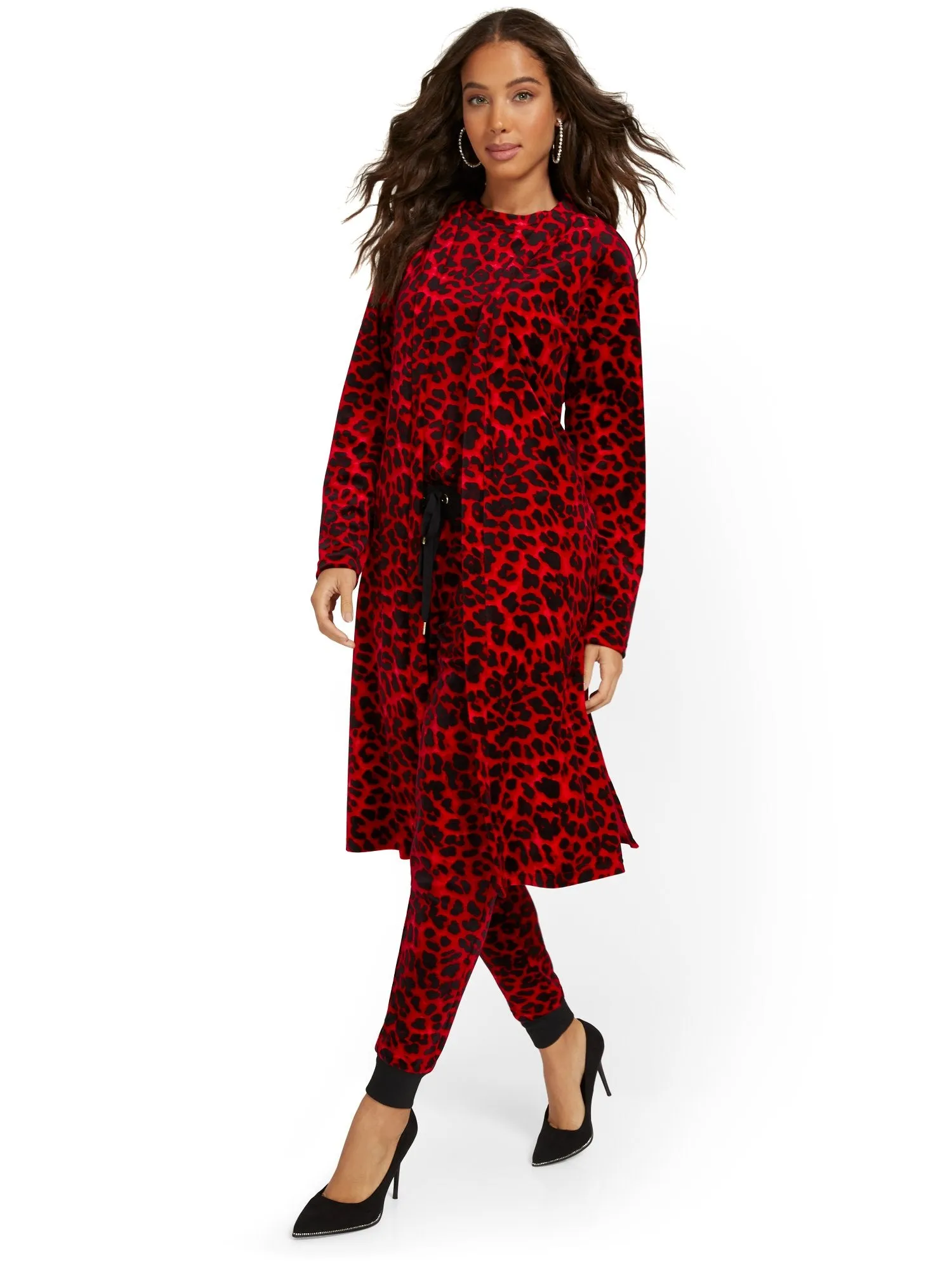 Leopard-Print Velour Duster - Dreamy Velour Collection