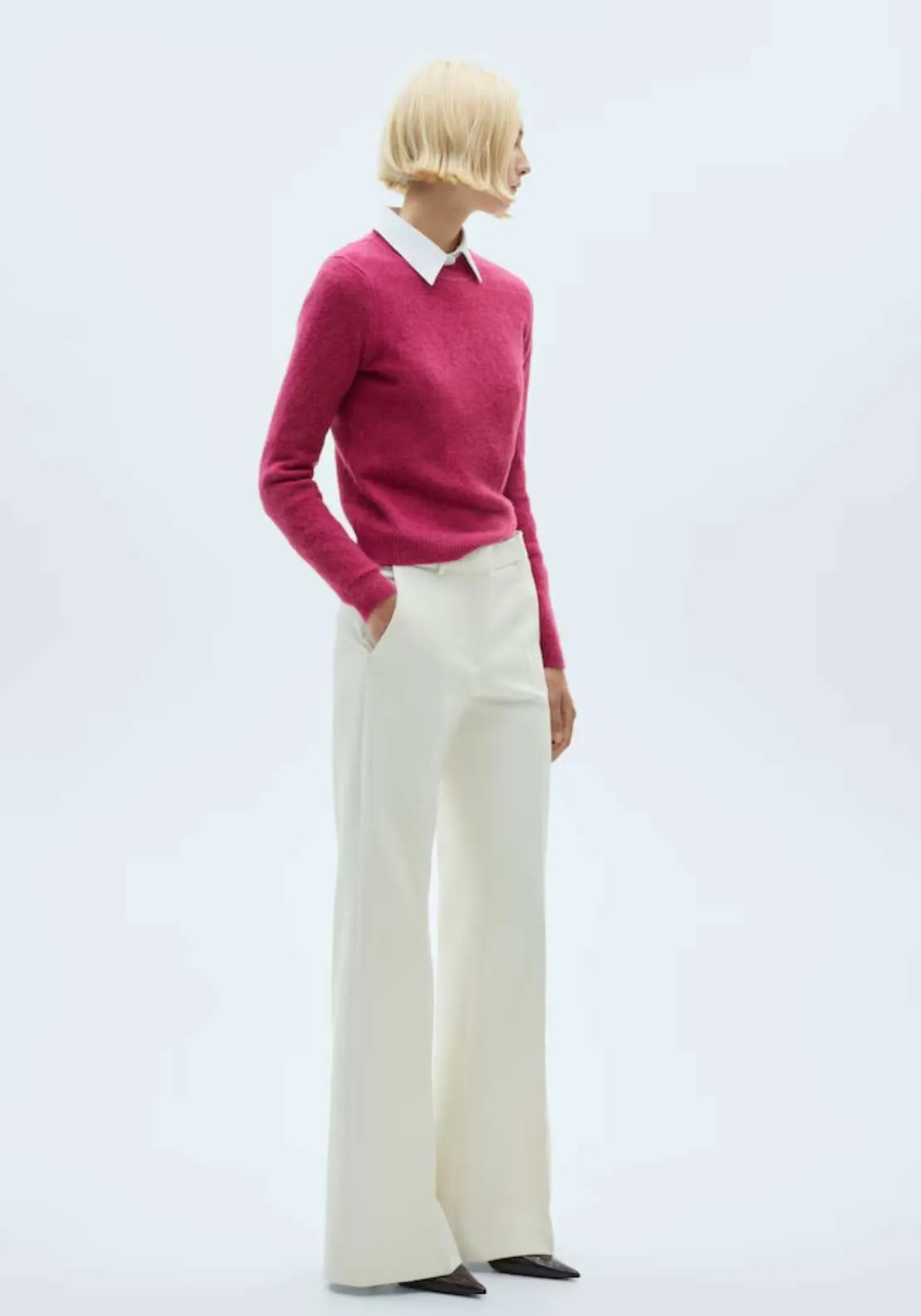 Long-sleeve knitted sweater - Bright Pink