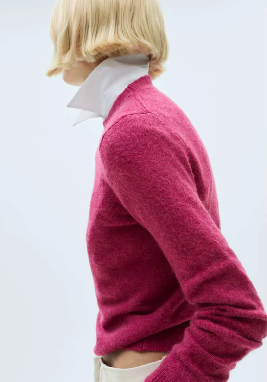 Long-sleeve knitted sweater - Bright Pink