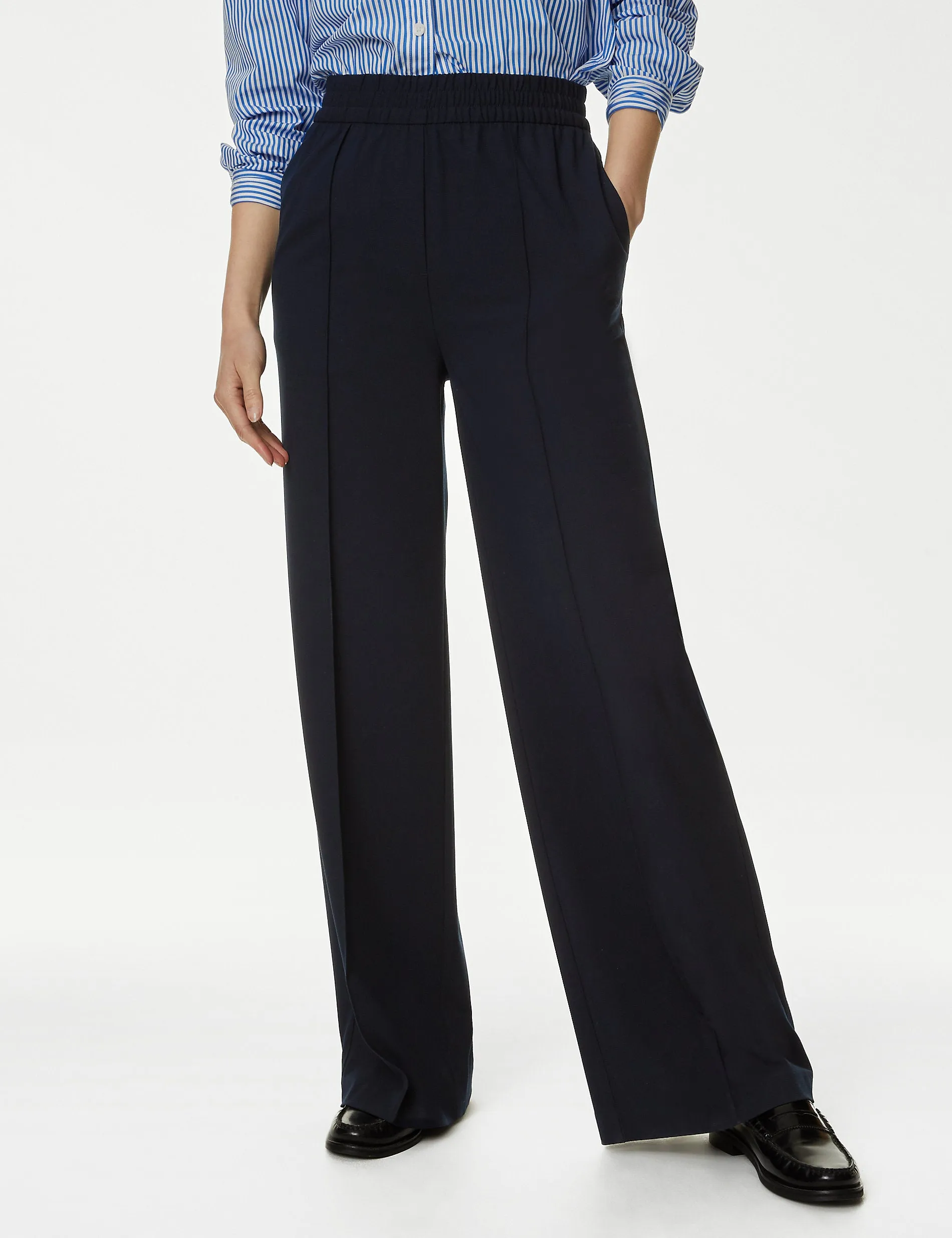 Marks & Spencer wide leg trousers, navy