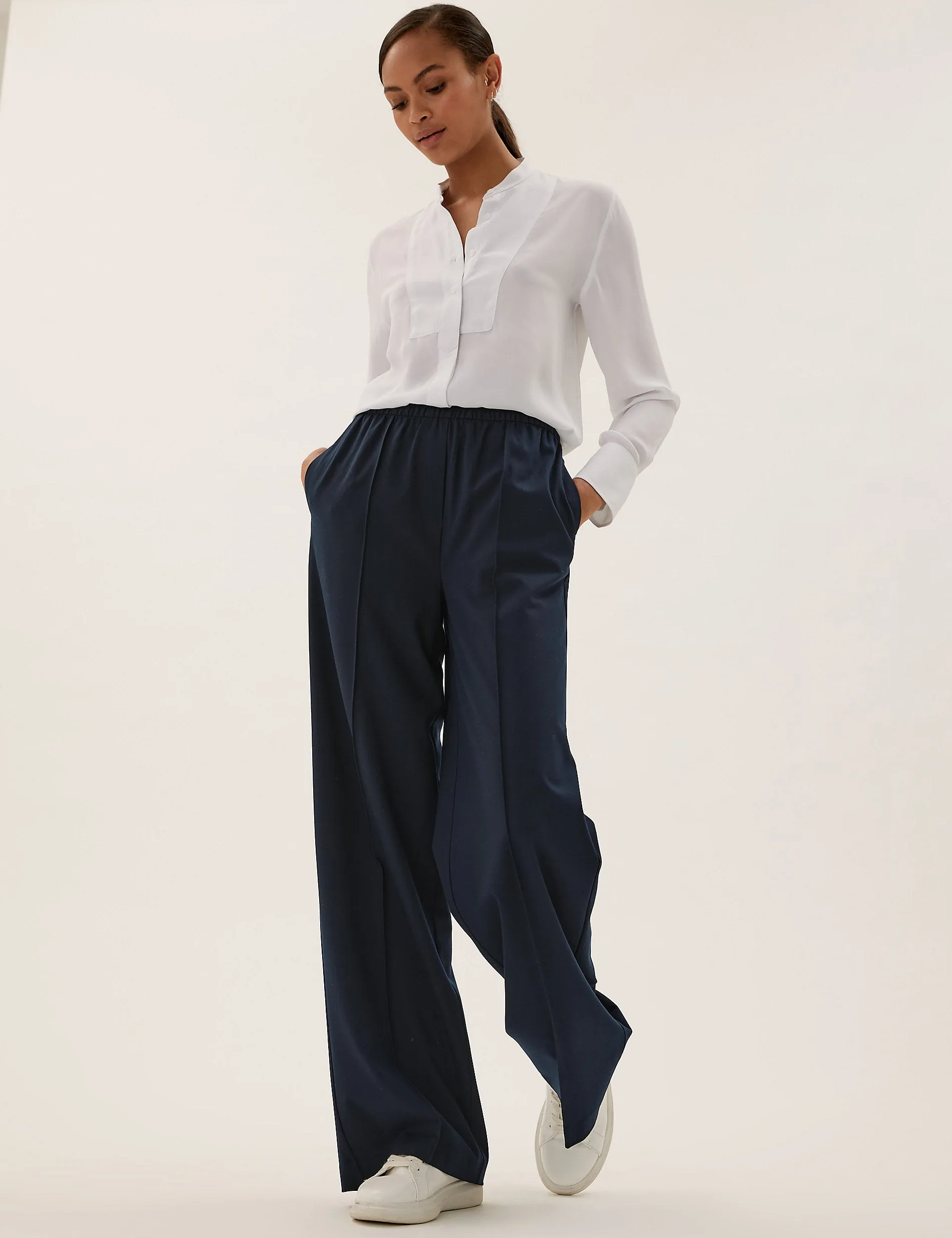 Marks & Spencer wide leg trousers, navy