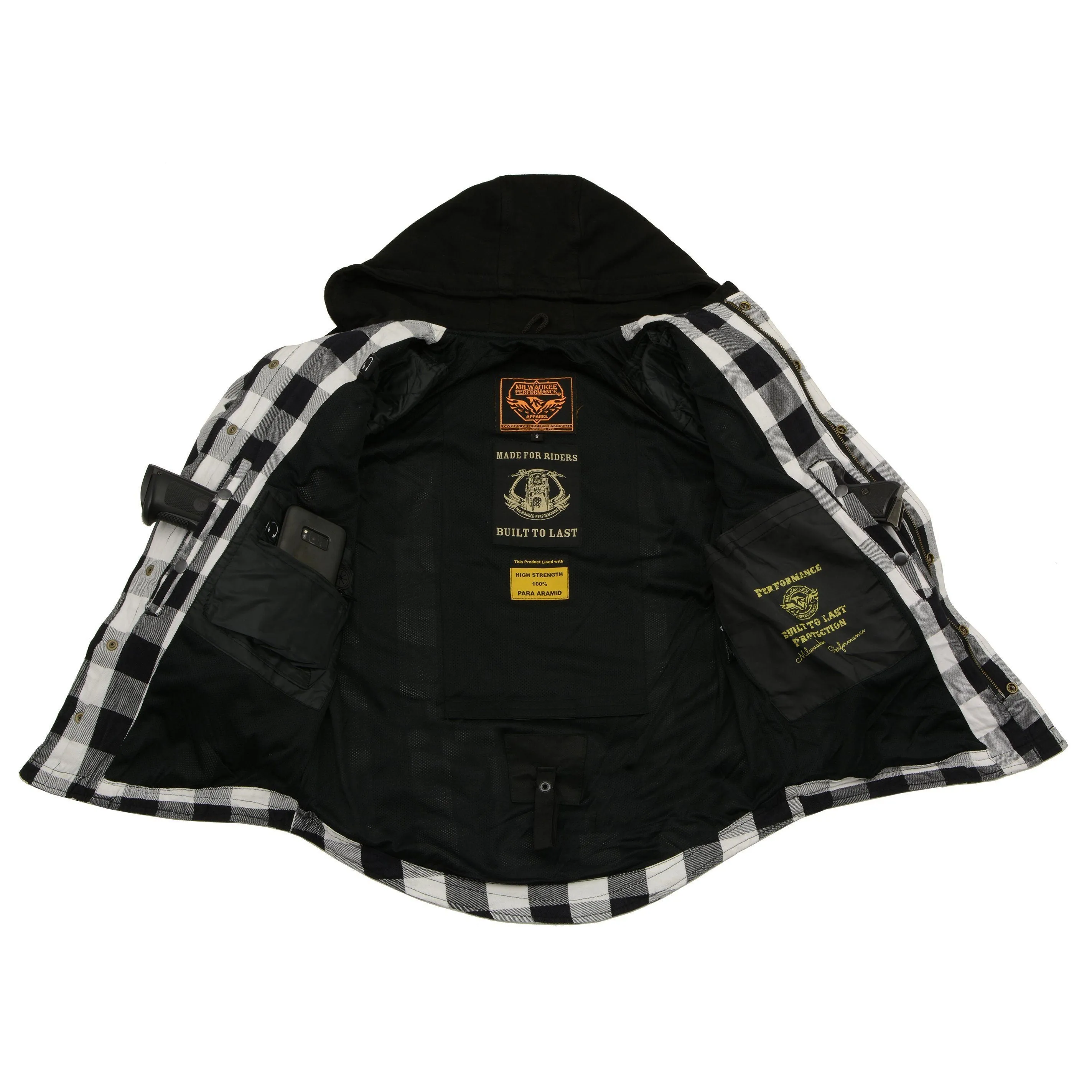 Men's Armored Checkered Flannel Biker Shirt w/ Aramid® by DuPont™ Fibers