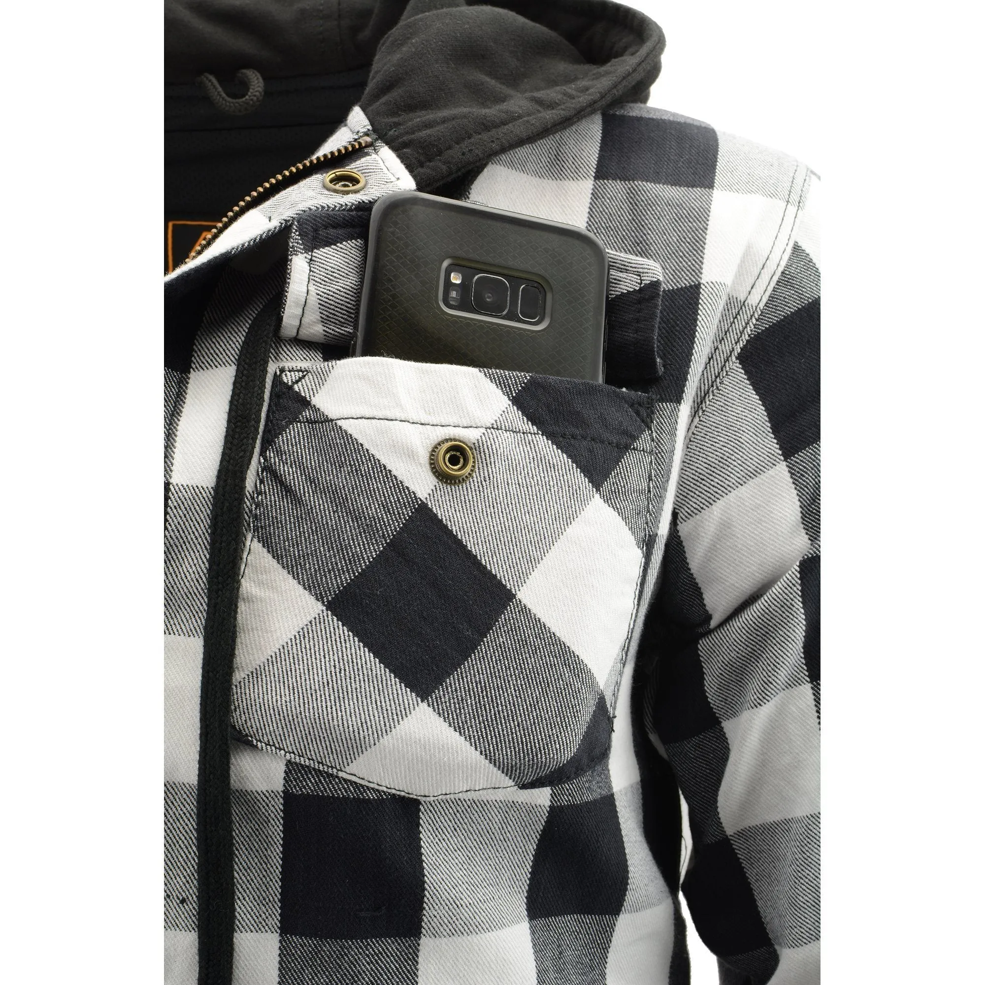 Men's Armored Checkered Flannel Biker Shirt w/ Aramid® by DuPont™ Fibers