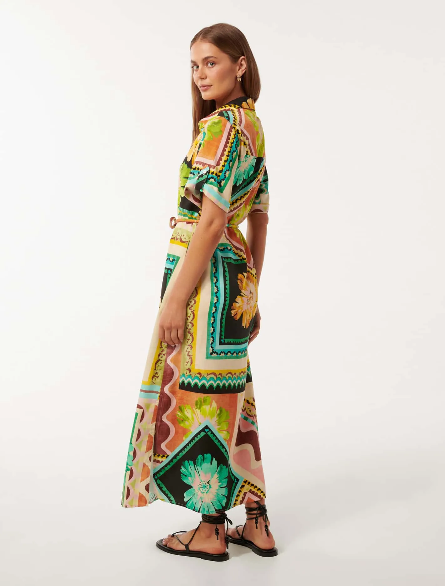 Mila Printed Shirt Midi Dress