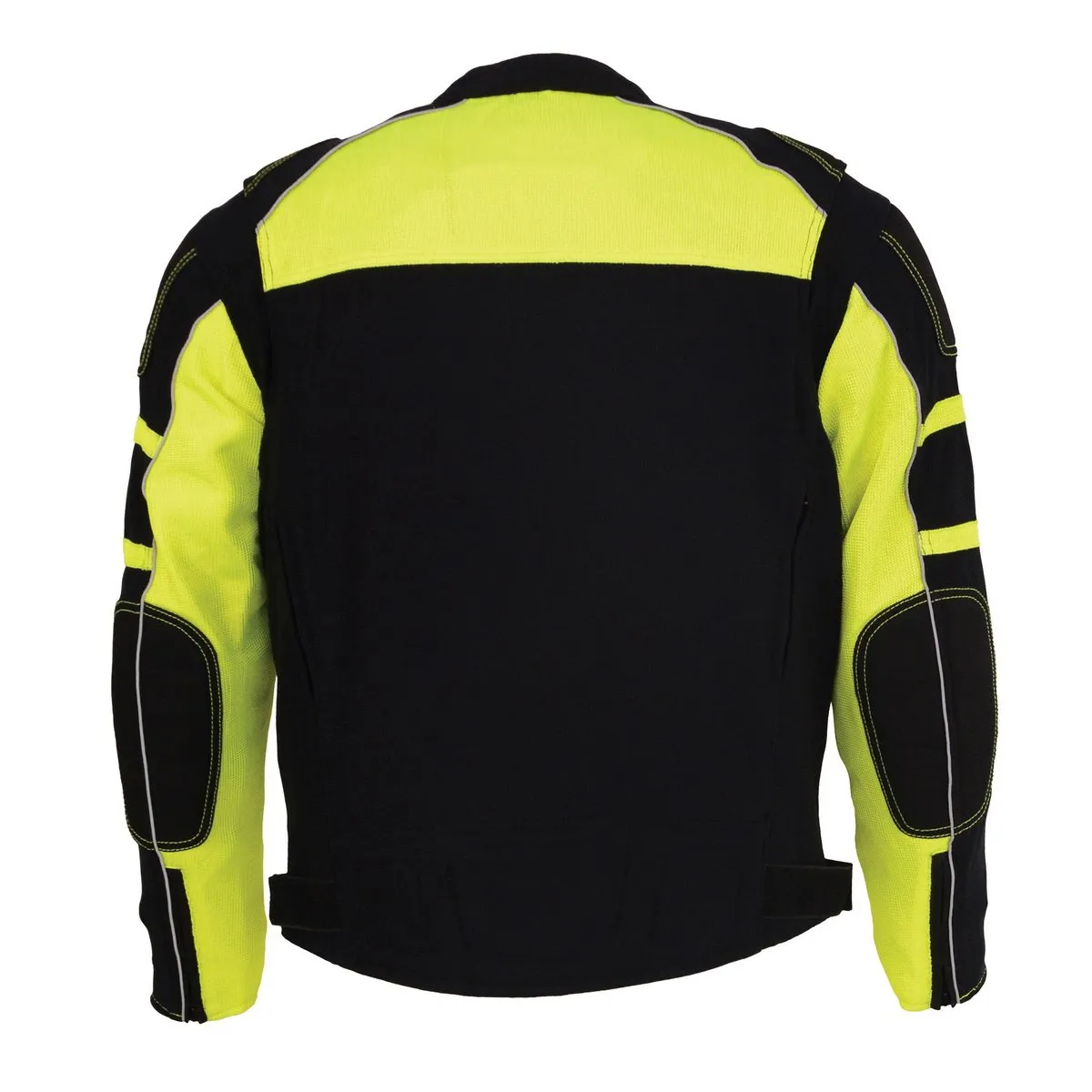 Milwaukee Leather MPM1791 Men's Black and Neon Green Armored Textile Motorcycle Riding Jacket