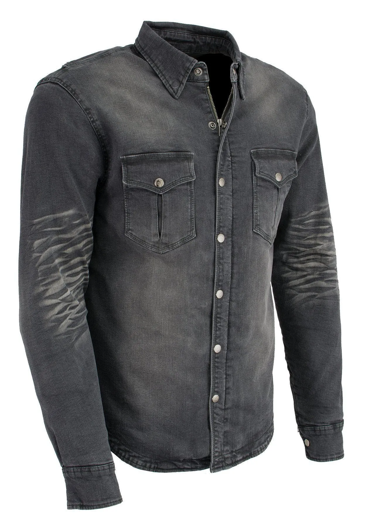 Milwaukee Performance-MPM1620-Men's Black Armored Denim Biker Shirt w/ Aramid® by DuPont™ Fibers