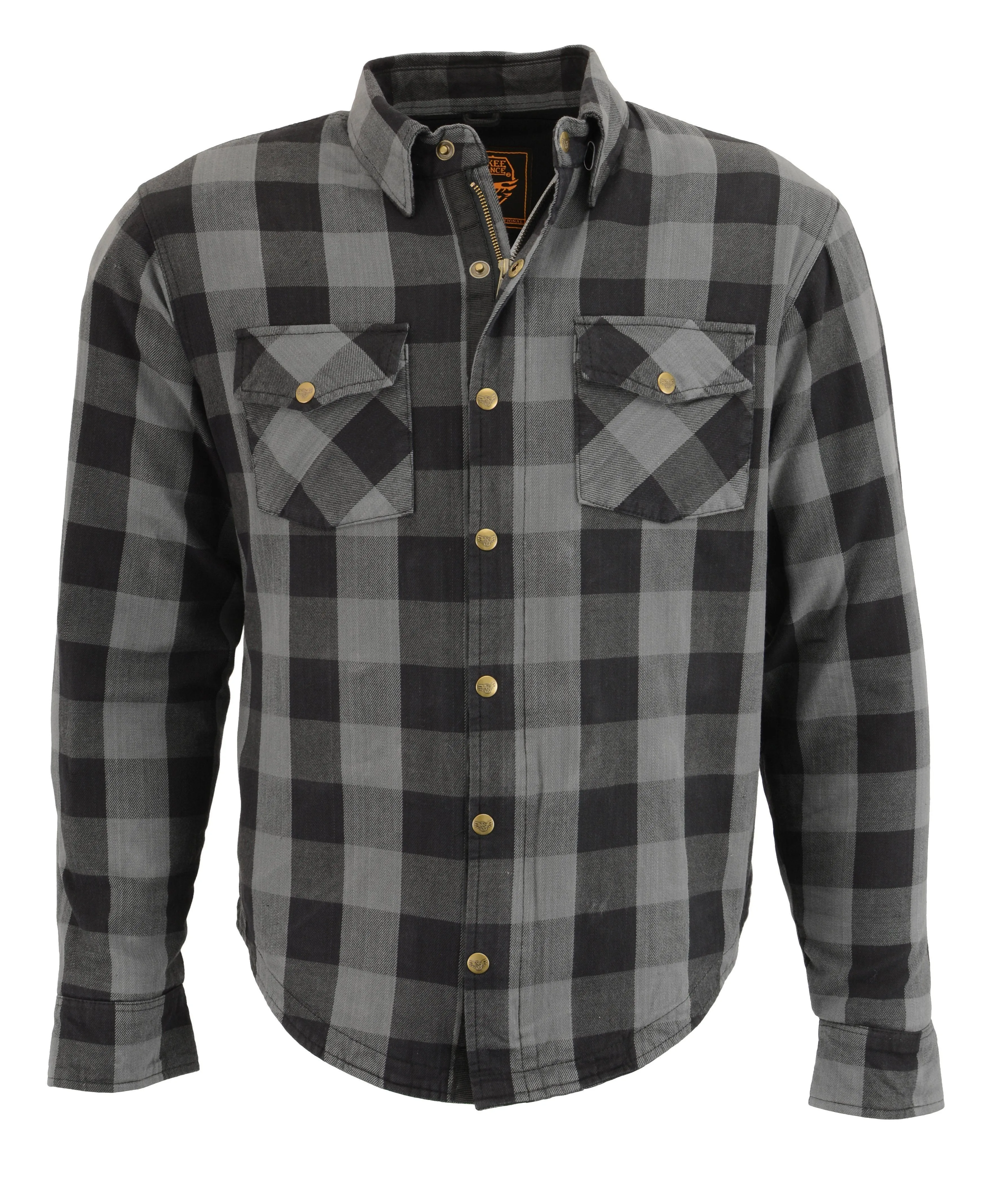 Milwaukee Performance-MPM1630-Men's Black and Grey Armored Checkered Flannel Biker Shirt w/ Aramid® by DuPont™ Fibers