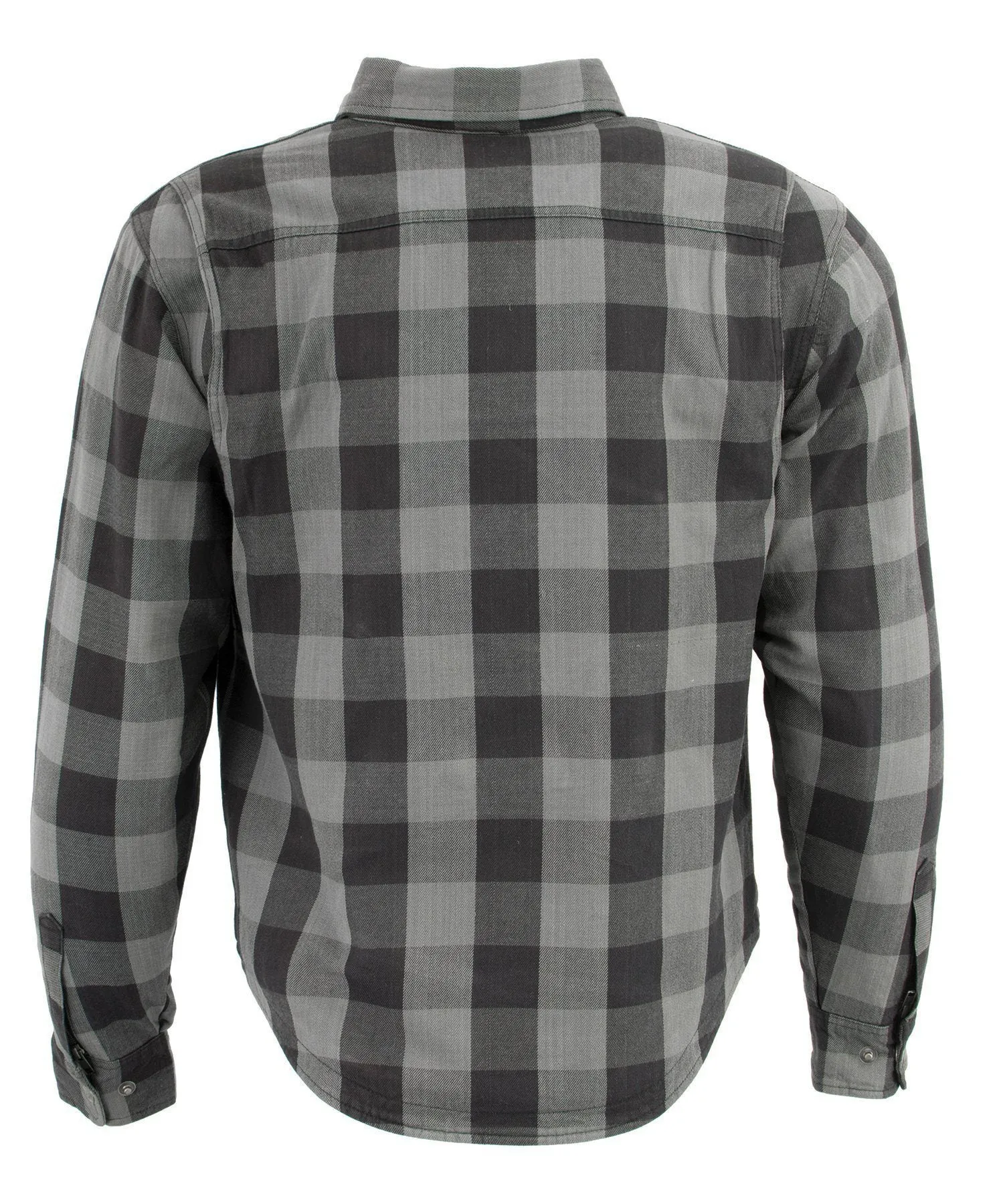 Milwaukee Performance-MPM1630-Men's Black and Grey Armored Checkered Flannel Biker Shirt w/ Aramid® by DuPont™ Fibers