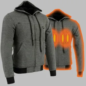 Nexgen Heat MPM1713SET12v Men's Grey 'Heated' Front Zipper Hoodie Jacket for Outdoor Activities w/ Battery Pack