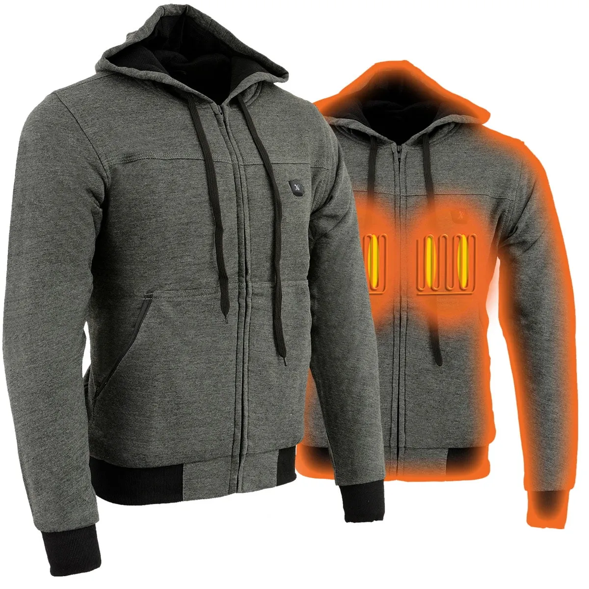 Nexgen Heat MPM1713SET12v Men's Grey 'Heated' Front Zipper Hoodie