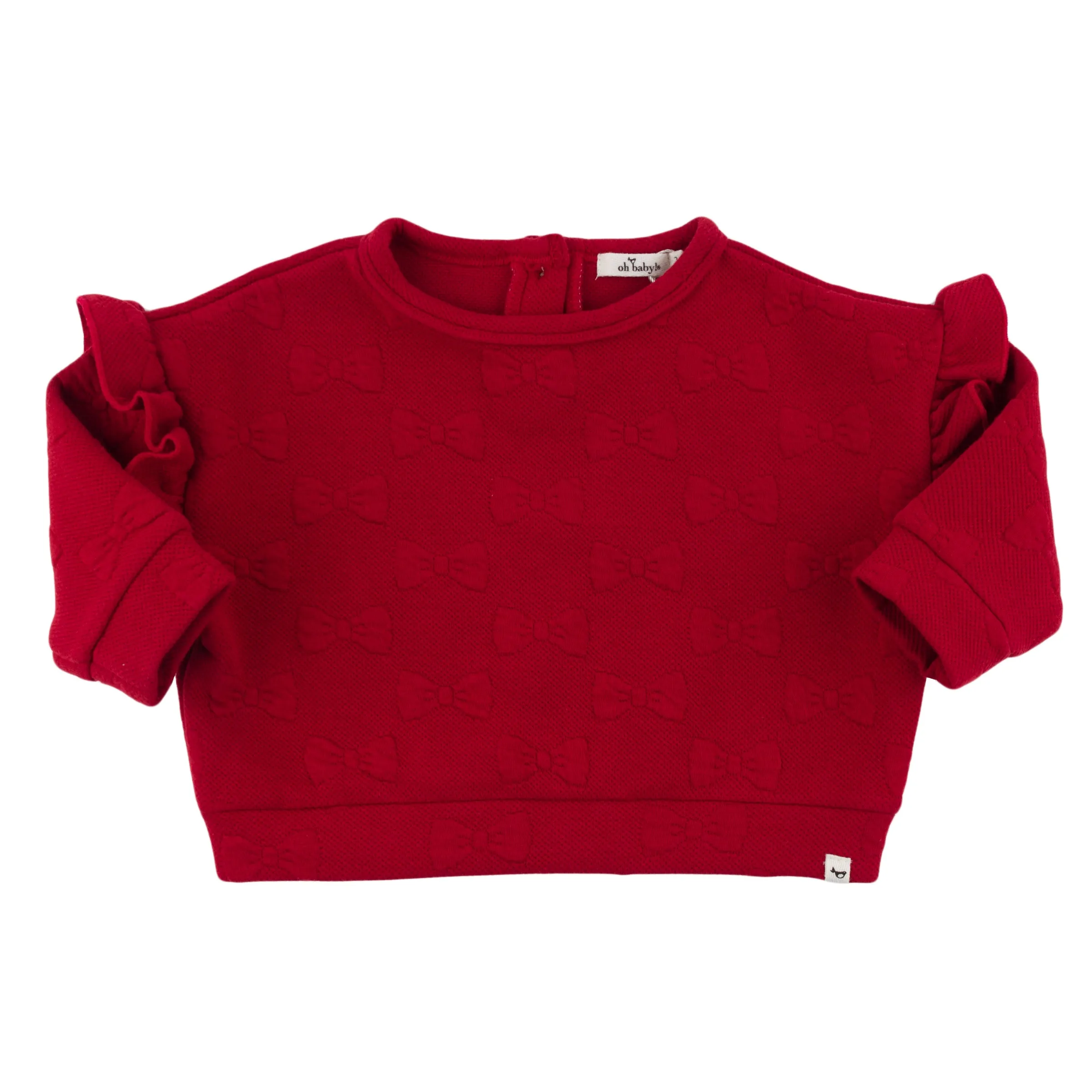 oh baby! Millie Slouch Sweatshirt - Pucker Bows - Dark Red