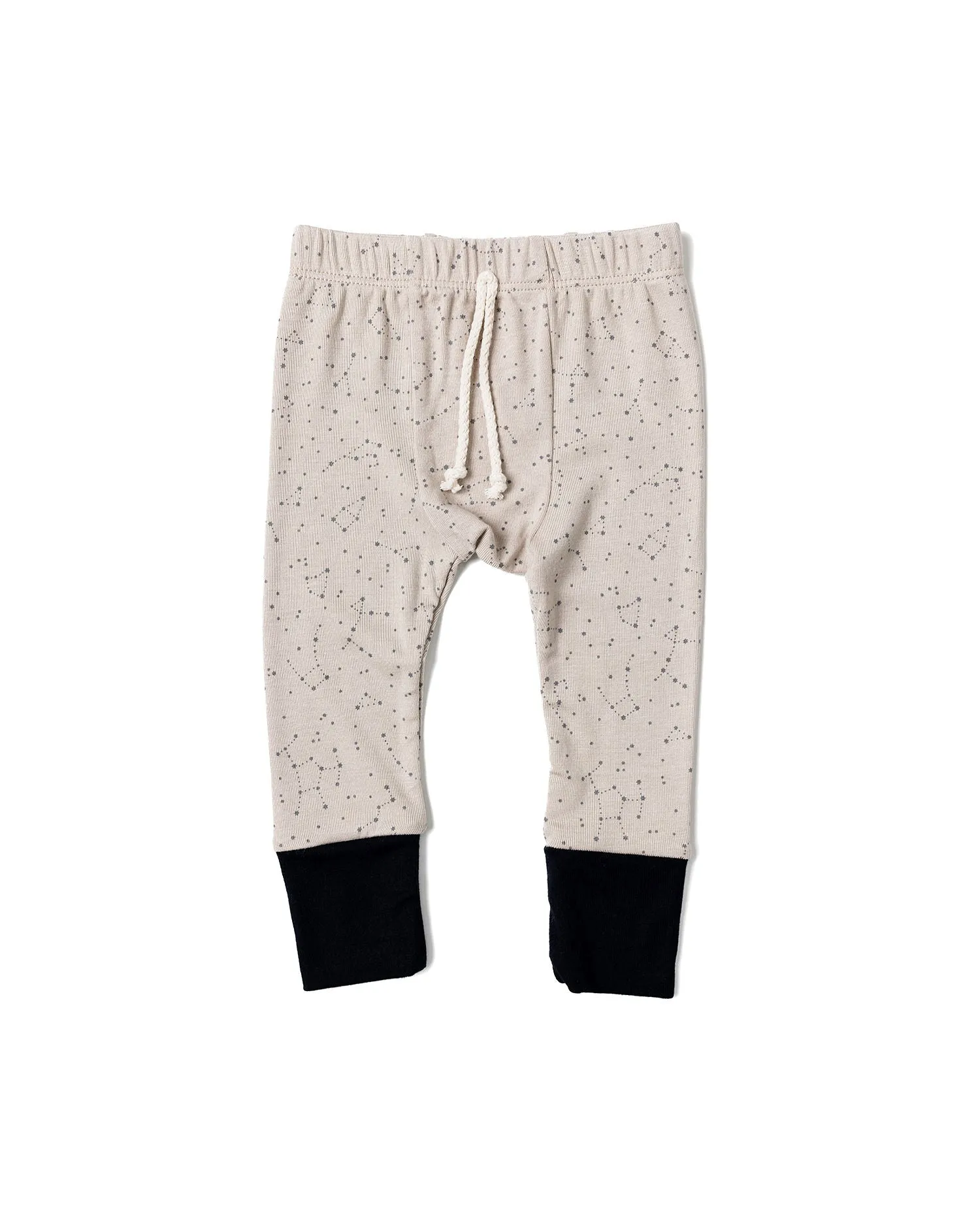 rib knit pant CO - constellations on dove with contrast