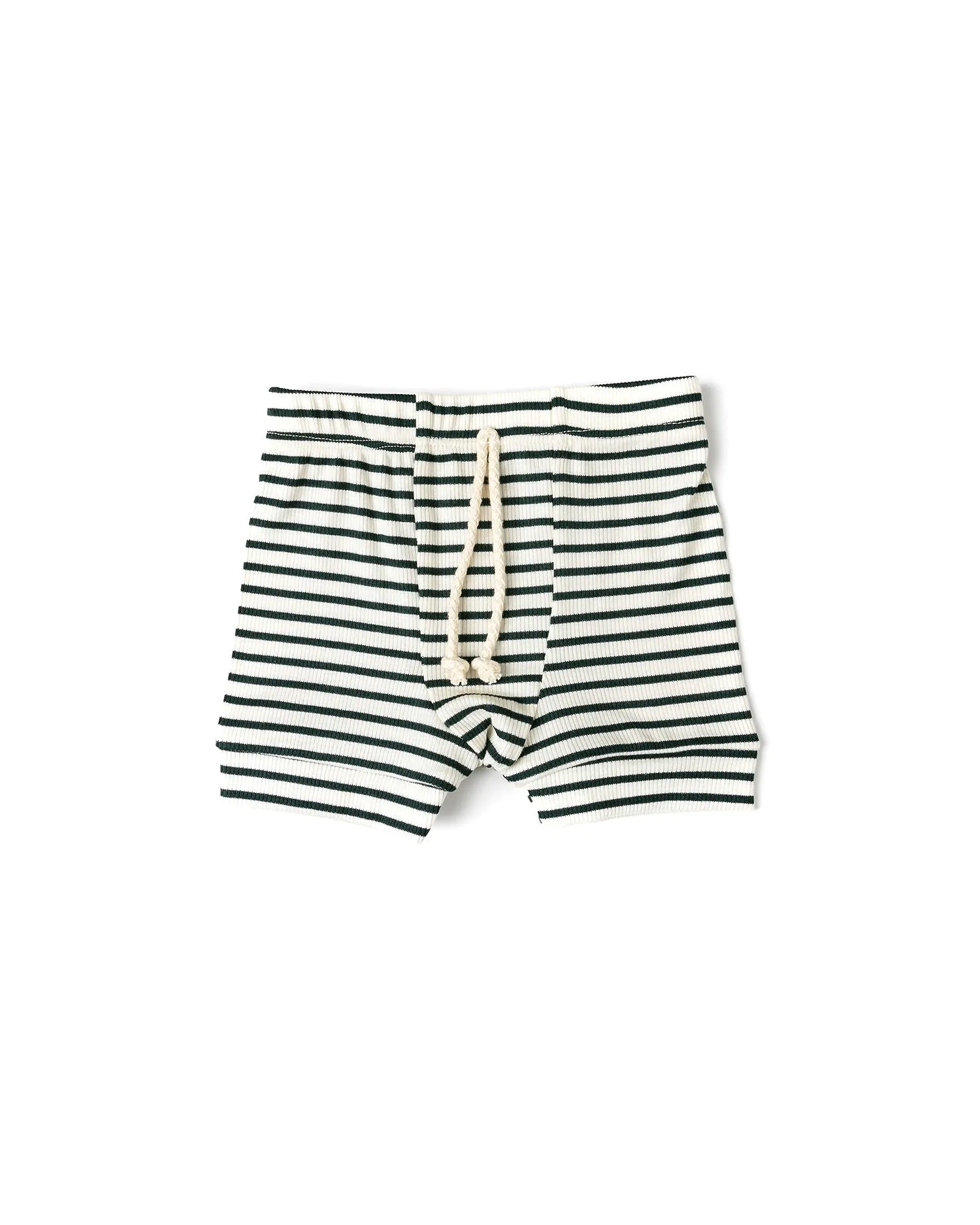 rib knit shorts CO - hunter green stripe