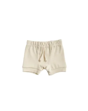 rib knit shorts CO - natural