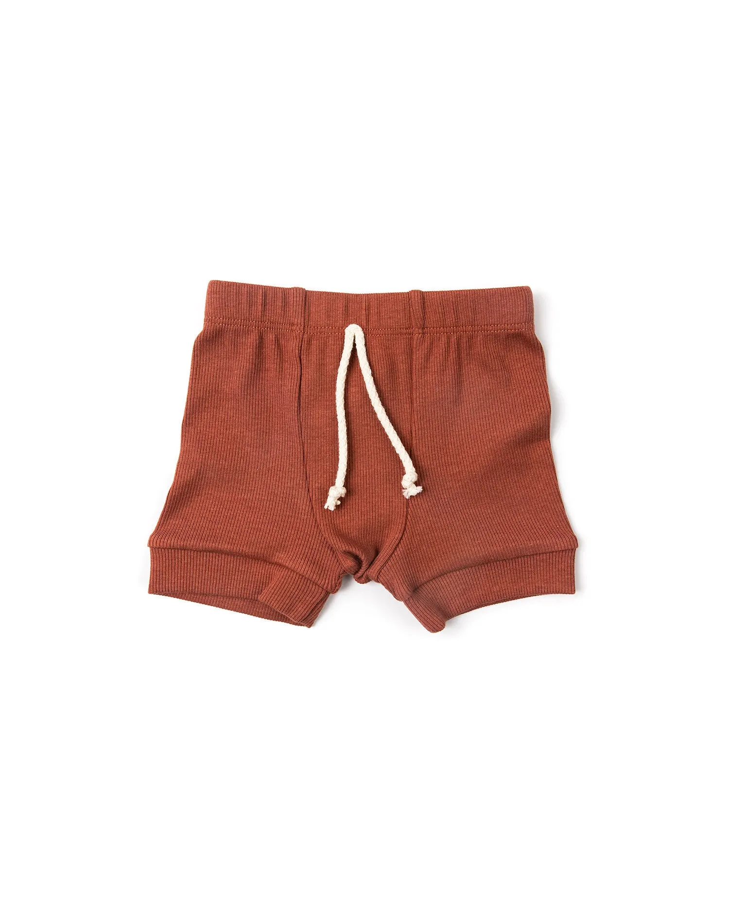 rib knit shorts CO - terra cotta